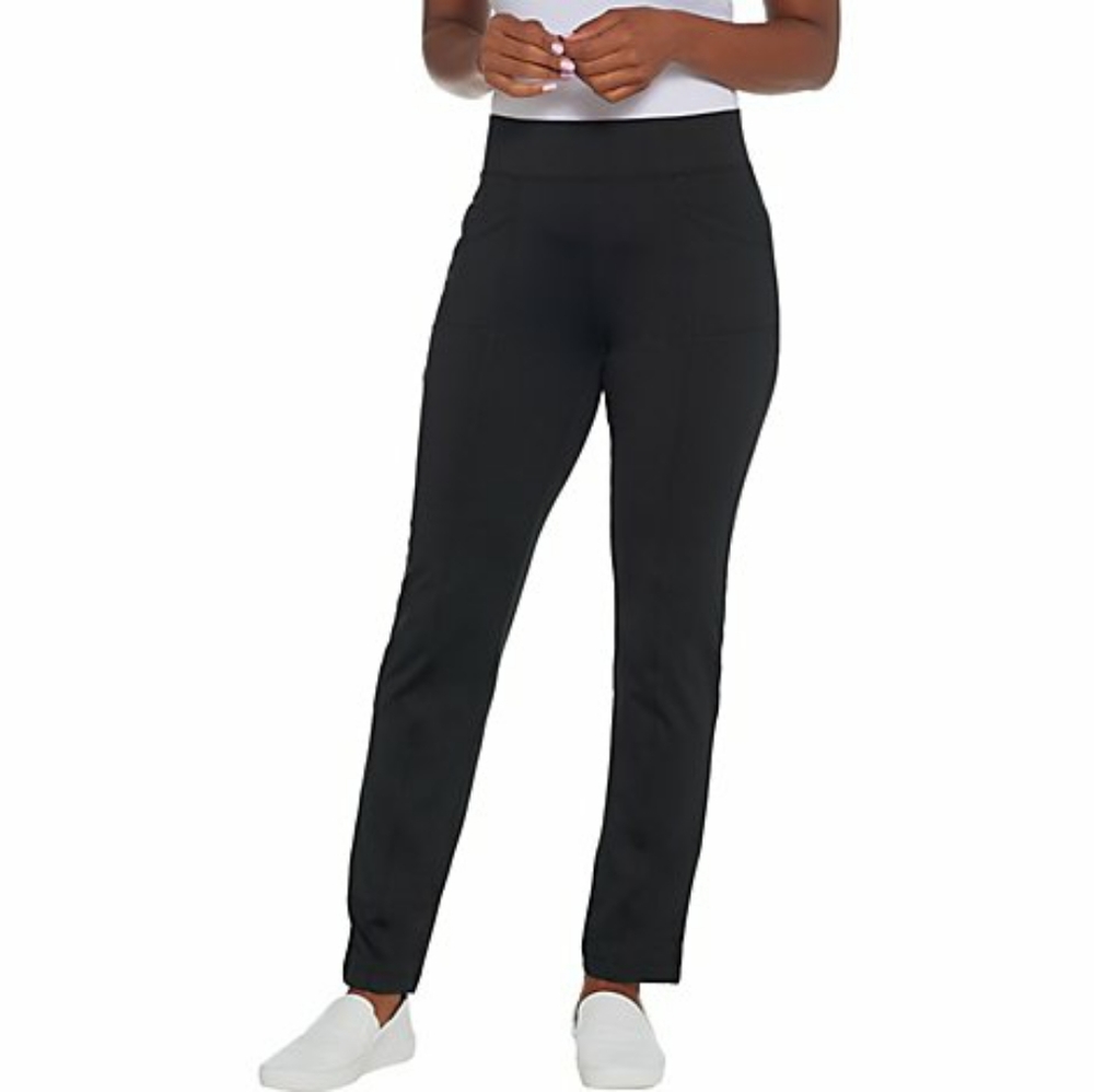 Denim and company fleece back straight leg pants